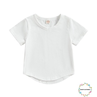 Babyclothes- เสื้อยืด คอวี แขนสั้น ทรงหลวม สีพื้น สไตล์คลาสสิก ฤดูร้อน สําหรับเด็กวัยหัดเดิน