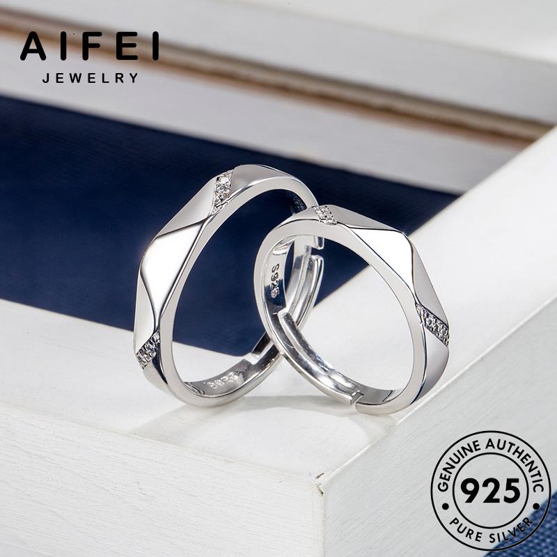 aifei-jewelry-silver-925-แห้วง่ายๆ-แฟชั่น-ต้นฉบับ-แท้-เกาหลี-เครื่องประดับ-คู่รัก-แหวน-เครื่องประดับ-เงิน-r68