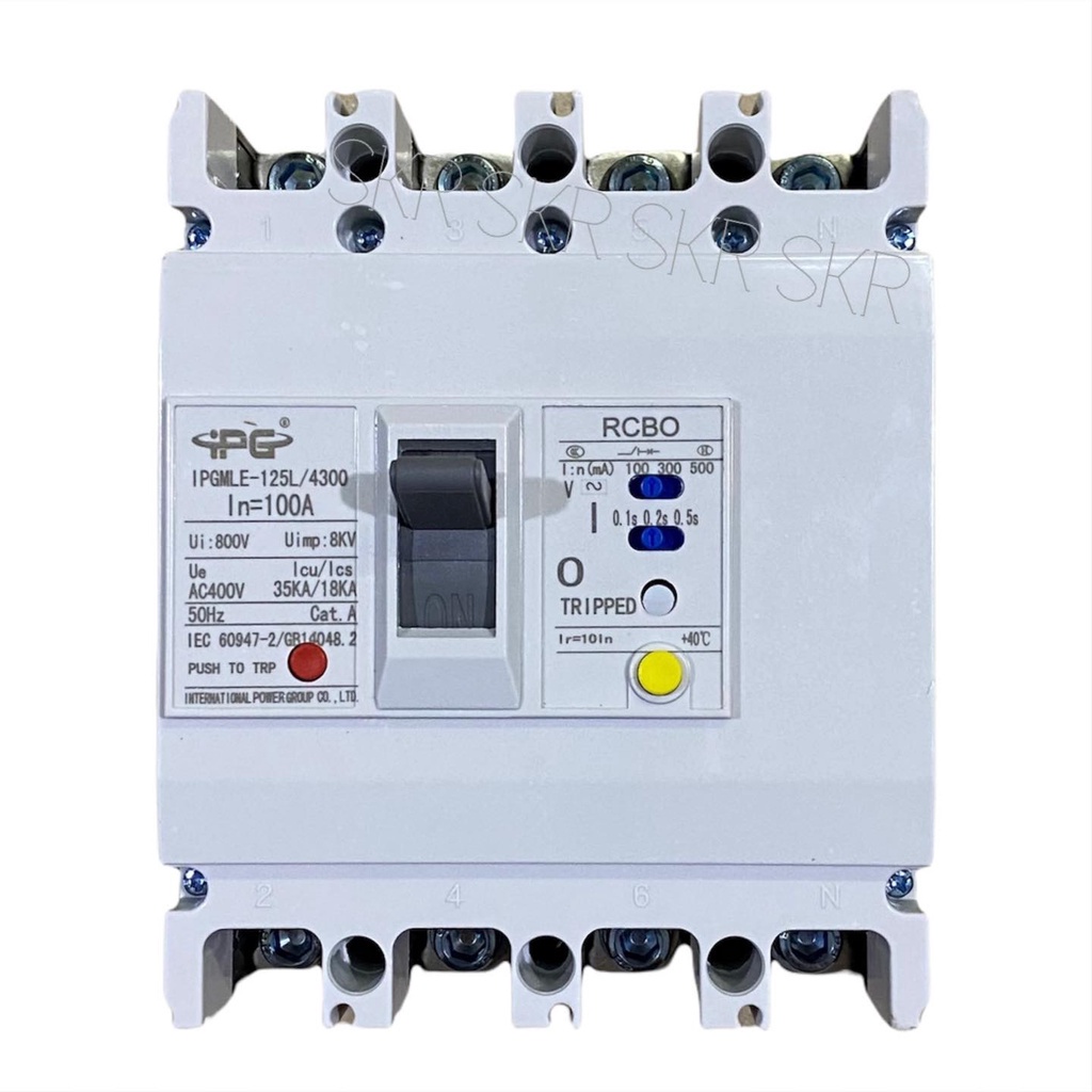 ตัวตัดกระแสไฟฟ้า IPG เบรกเกอร์ กันไฟดูด RCBO 4P 50A 63A 100A 125A ( 3P ...