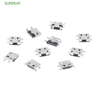 Superaf ขายดี แจ็คเชื่อมต่อซ็อกเก็ตชาร์จ type B micro usb 5 pin ตัวเมีย 10 ชิ้น