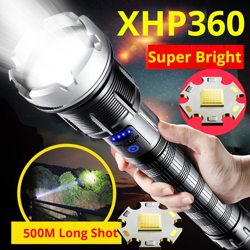 ไฟฉาย LED XHP360 COB พลังงานสูง กันน้ํา ซูมได้ไกล สําหรับกลางแจ้ง ...