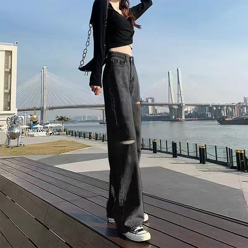 ภาพสินค้ามีไซส์ S-2XL กางเกงยีนส์ เอวสูง ขาบานแบบขาดๆ สไตล์เกาหลี กางเกงยีนส์ขายาว สวยๆเก๋ๆ 522 จากร้าน yuan168138 บน Shopee ภาพที่ 3