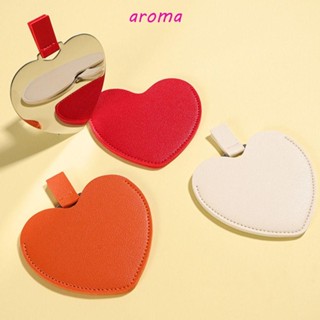 Aroma กระจกแต่งหน้า รูปหัวใจ แบบพกพา กันตก ขนาดกะทัดรัด เหมาะกับของขวัญ สําหรับผู้หญิง