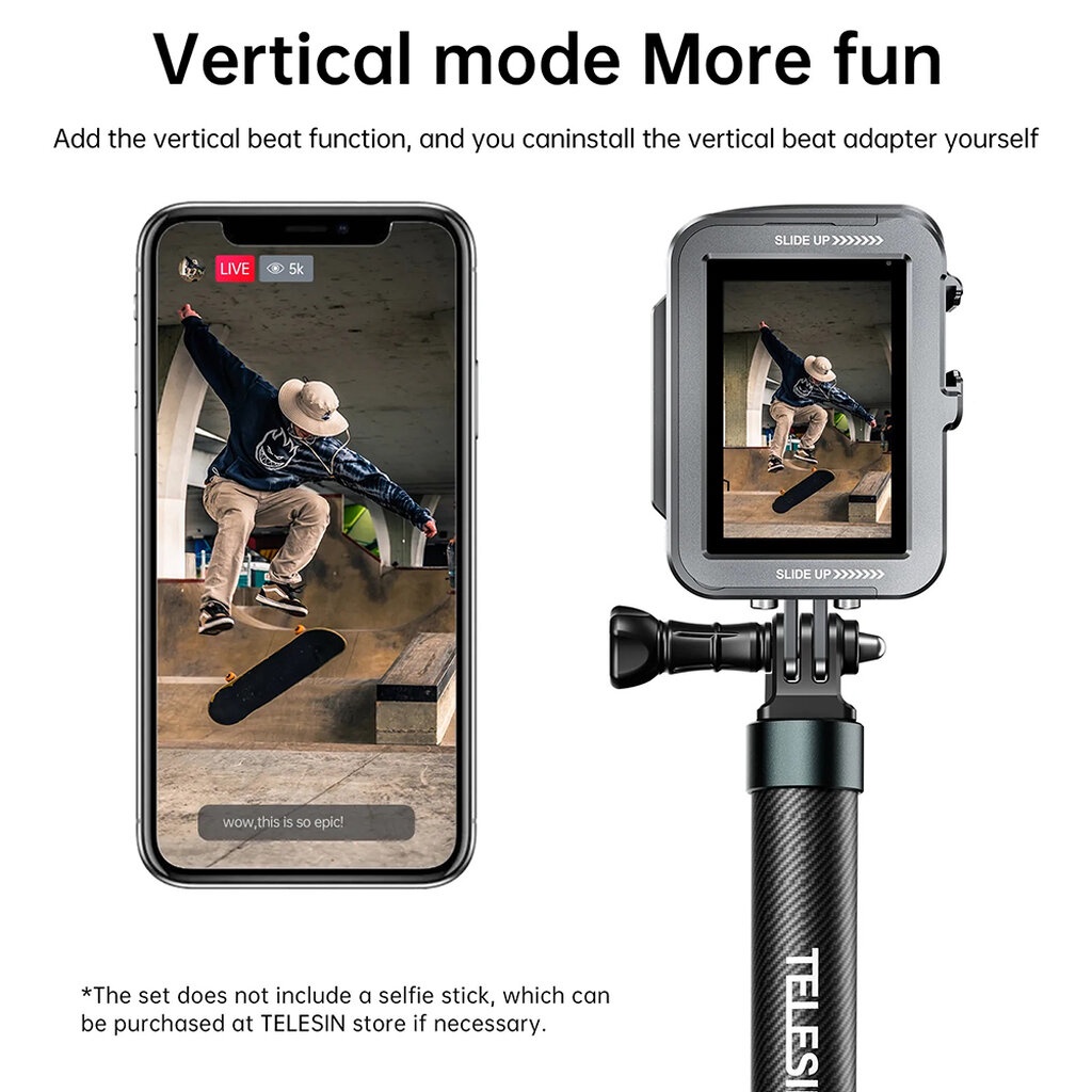 GoPro 13 / 12 / 11 / 10 / 9 Telesin Aluminum House Cage Vertical Type ...