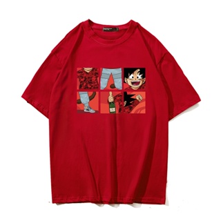 GOOD YFเสื้อยืดแขนสั้น☃☃Dragon Ball Anime Short Sleeve T-shirt Men Loose Clothes Pure Cotton Popular Brand Goku Printed