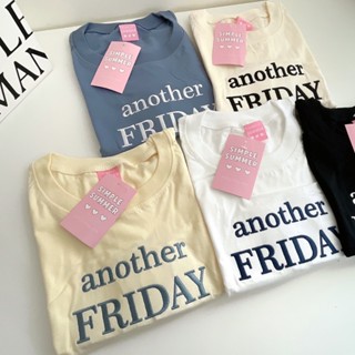 S234 เสื้อครอป ผ้าคอตตอน สไตล์มินิมอล ปัก another friday