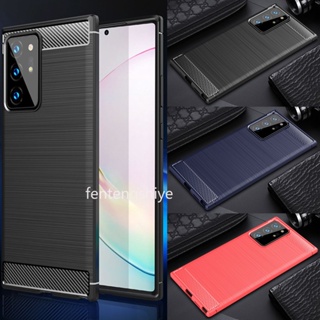 เคสโทรศัพท์มือถือ TPU นิ่ม คาร์บอนไฟเบอร์ กันกระแทก สําหรับ Samsung Galaxy Note 20 Note 20 Ultra Note 10 Lite Note 9 8