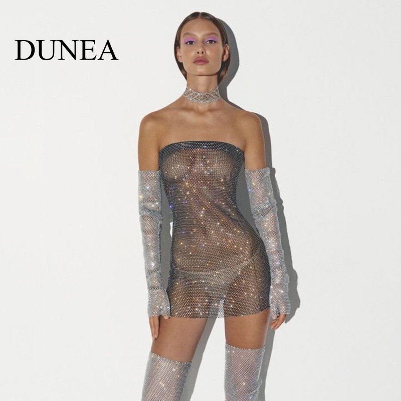 dunea-ชุดเดรส-เปิดไหล่-แต่งกลิตเตอร์-เซ็กซี่-สําหรับผู้หญิง