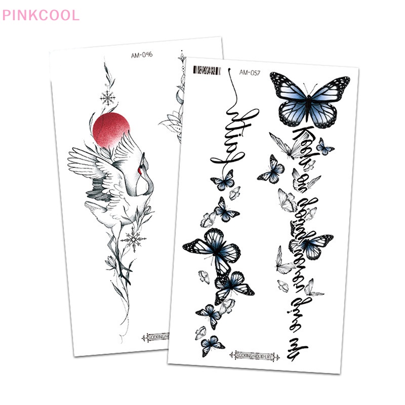 pinkcool-สติกเกอร์รอยสักชั่วคราว-ลายดอกไม้-สัตว์-ติดหน้าอก-แขน-ขายดี