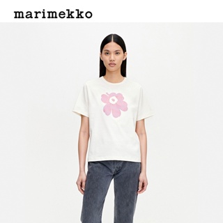 【ใหม่】เสื้อยืดแขนสั้น คอกลม พิมพ์ลาย Marimekko แฟชั่นสําหรับผู้หญิง