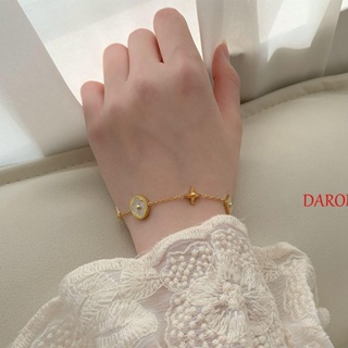 Daron สร้อยข้อมือ เหล็กไทเทเนียม รูปใบโคลเวอร์สี่แฉก ดอกไม้ เรียบง่าย เครื่องประดับ ของขวัญ สไตล์เกาหลี