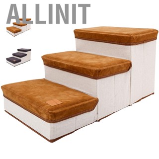 Allinit Pet Dog Ladder Foldable Soft Elastic Large  3 Storage Box Puppy Climbing Step Stairs for High Bed Sofa