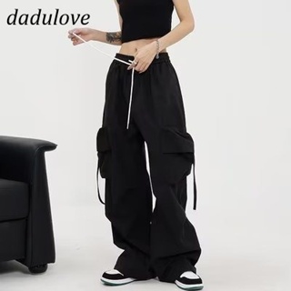 DaDulove💕 New American Ins Retro Drawstring Overalls Womens High Waist Loose Wide-leg Pants Large Size Trousers