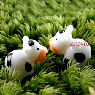 ALISONDZ 10pcs Figurines Mini Fairy Garden Miniatures Cute Animals Craft Home Decor Kawaii Cow Micro Landscape/Multicolor