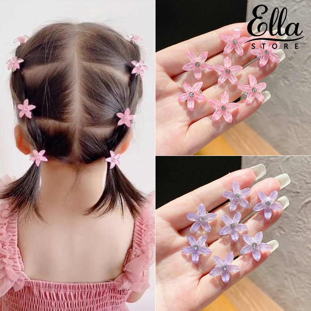 ellastore123-กิ๊บติดผม-รูปดอกไม้น่ารัก-ขนาดเล็ก-กันลื่น-สีพื้น-10-ชิ้น-ต่อชุด