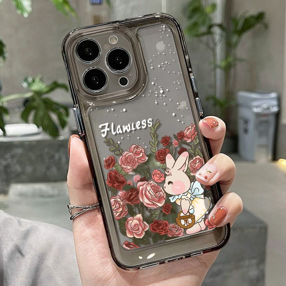 เคสโทรศัพท์มือถือ-tpu-นิ่ม-กันกระแทก-ลายกระต่าย-ดอกกุหลาบน่ารัก-สําหรับ-iphone-11-12-13-6-7-8plus-x-max-14-pro-max-11-promax