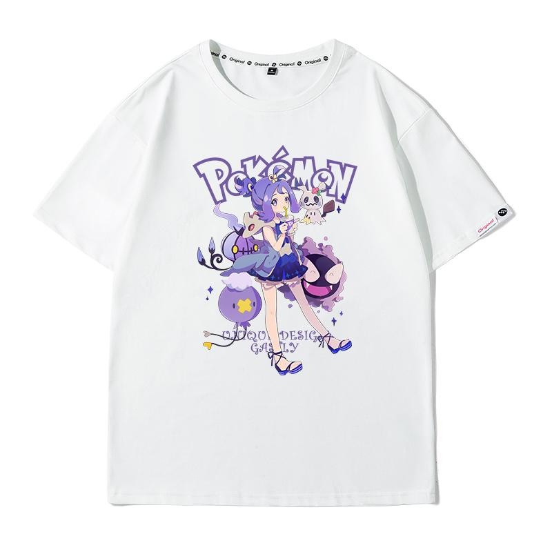แฟชั่น-pokemon-anime-เสื้อยืดแขนสั้นกราฟิก-gastly-kid-ลายอนิเมะ