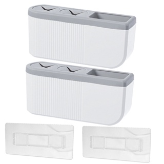 2pcs Multifunctional Bathroom Easy Installation Pratical Innovative Sucked Type No Drilling Required Toothbrush Holder
