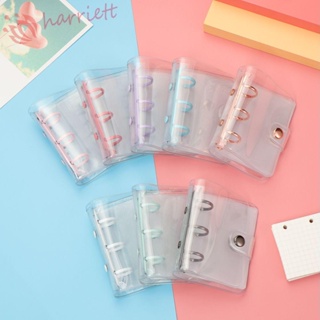 ภาพหน้าปกสินค้าHARRIETT Mini Binder Notebook Cover School Stationery Photo album Card Organizer Portable Glitter Transparent PVC Handbook Loose-Leaf 3 Hole Binder Clip ที่เกี่ยวข้อง