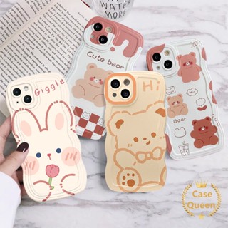 เคสโทรศัพท์มือถือนิ่ม ขอบหยัก ลายการ์ตูนหมี กระต่ายน่ารัก ป้องกันเลนส์กล้อง สําหรับ Redmi 10C 9C NFC 10 9A 10A 12C 9 9C A1 9T Note 11 10S 10 11s 9 8