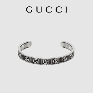 [พร้อมส่ง] Gucci GUCCI Double G สร้อยข้อมือเงิน เหมาะกับคนแพ้ง่าย สําหรับผู้ชาย