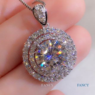 Fancy สร้อยคอ จี้เพทาย ทรงกลม หรูหรา เครื่องประดับแฟชั่น สําหรับเจ้าสาว