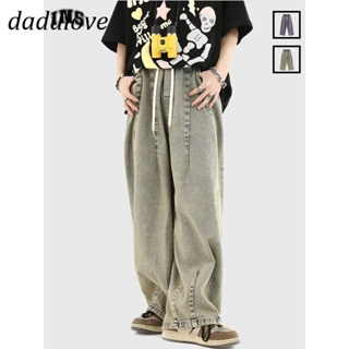 DaDulove💕 New American Ins High Street Retro Yellow Mud Jeans Niche High Waist Wide Leg Pants Large Size Trousers