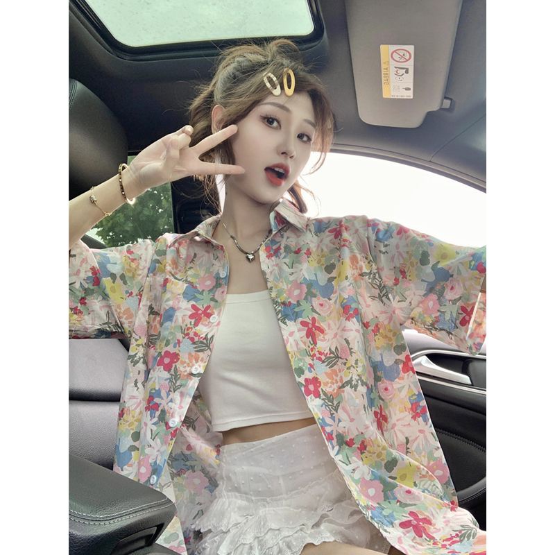 เสื้อเชิ้ต-ผ้าชีฟอง-ลายดอกไม้-ทรงหลวม-สไตล์เกาหลี-แฟชั่นฤดูร้อน-สําหรับผู้หญิง-2023