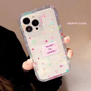 เคสโทรศัพท์มือถือ ซิลิโคน tpu กันกระแทก ลายหัวใจ สีรุ้ง สําหรับ iphone 11 12 13 14 pro max