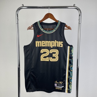 เสื้อกีฬาบาสเก็ตบอล แขนกุด ลายทีม Memphis Grizzlies Black Au Version 21 No.23 สําหรับผู้ชาย