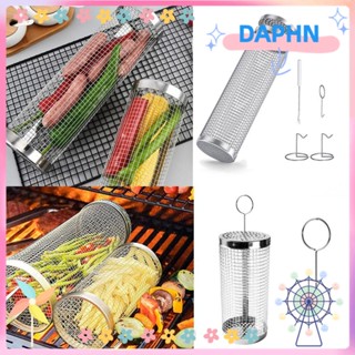 Daphs ตะแกรงสเตนเลส แบบพกพา สําหรับย่างบาร์บีคิว 3 ชิ้น