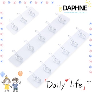 DAPHNE 3/5/6 Row Hat Clothes Door Hook Seamless Coat Hanger Wall Hooks Towel Holder Transparent Bathroom Accessories Punch-free Storage Rack