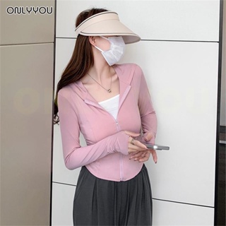 ONLY&amp;YOU เสื้อกันยูวี เสื้อกันแดด UPF50+ แขนยาวมีหมวก กันUV ระบายอากาศได้ดี กันแดดผญ ผ้าเย็นใส่สบ่าย สำหรับผู้หญิง