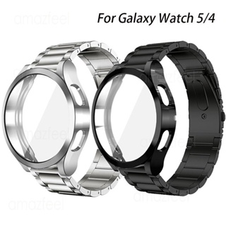 สาย + เคส TPU สําหรับ Samsung Galaxy Watch 5 4 44 มม. 40 มม. Active 2 เคสสร้อยข้อมือ Galaxy Watch 4 Classic 46 มม. 42 มม. สายโลหะ