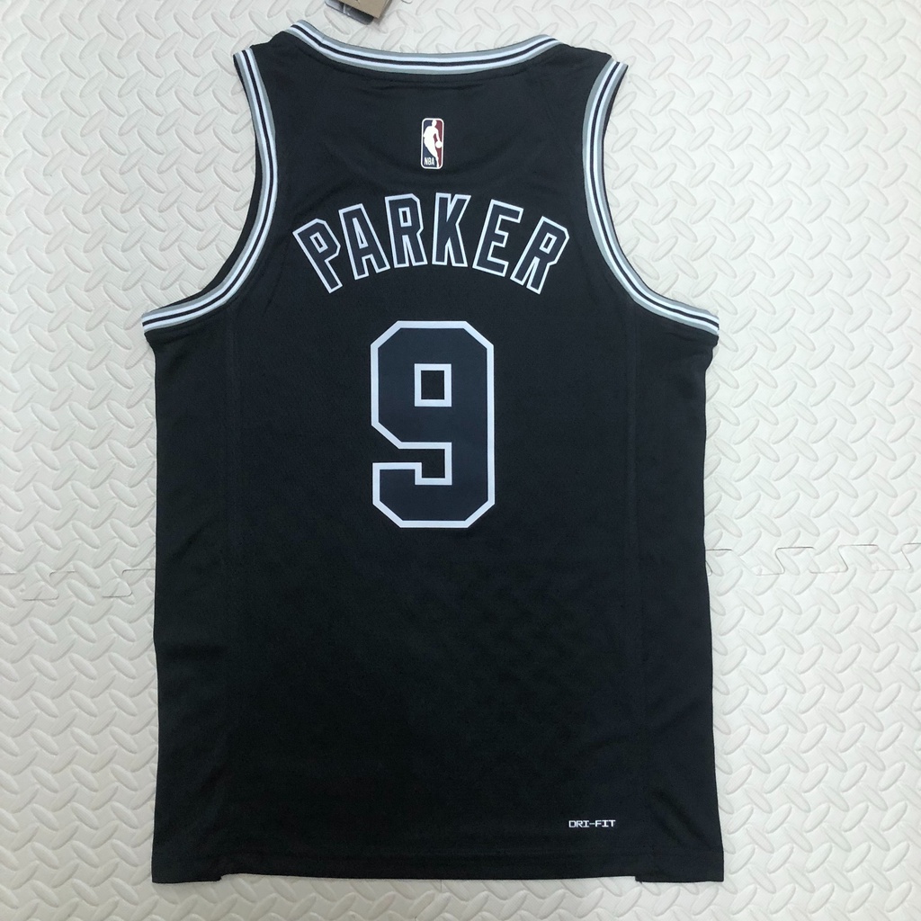 เสื้อกีฬาบาสเก็ตบอล-แขนกุด-ลายทีม-san-antonio-spurs-no-9parker-สีขาว-สําหรับผู้ชาย