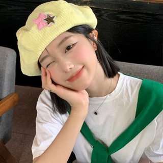 หมวกเบเร่ต์ลําลอง ลายดาวน่ารัก สไตล์เกาหลี สําหรับนักเรียนหญิง
