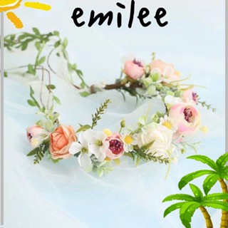 Emilee มงกุฎ ที่คาดผม, ดอกไม้ พวงมาลัย ที่คาดผม, งานแต่งงาน เจ้าสาว พวงหรีดผม เครื่องประดับผม พวงหรีดหน้าผาก หูฟัง ผู้หญิง เด็กผู้หญิง