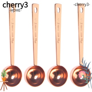 Cherry3 ช้อนกาแฟ สเตนเลส ด้ามจับยาว สีโรสโกลด์ สีเงิน 15 มล. 8 ชิ้น ต่อชุด
