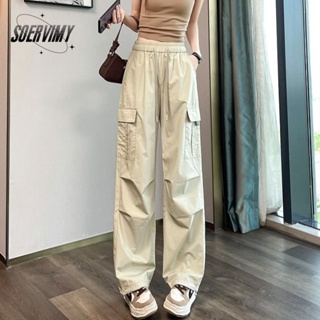 SOERVIMY กางเกงขายาว กางเกงเอวสูง สไตล์เกาหลี แฟชั่น 2023 NEW081217