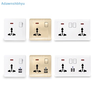 Adhyu ซ็อกเก็ตสวิตช์ไฟฟ้า 13A USB ปลั๊ก UK พลาสติก สีขาว ทอง สําหรับห้องครัว บ้าน ออฟฟิศ