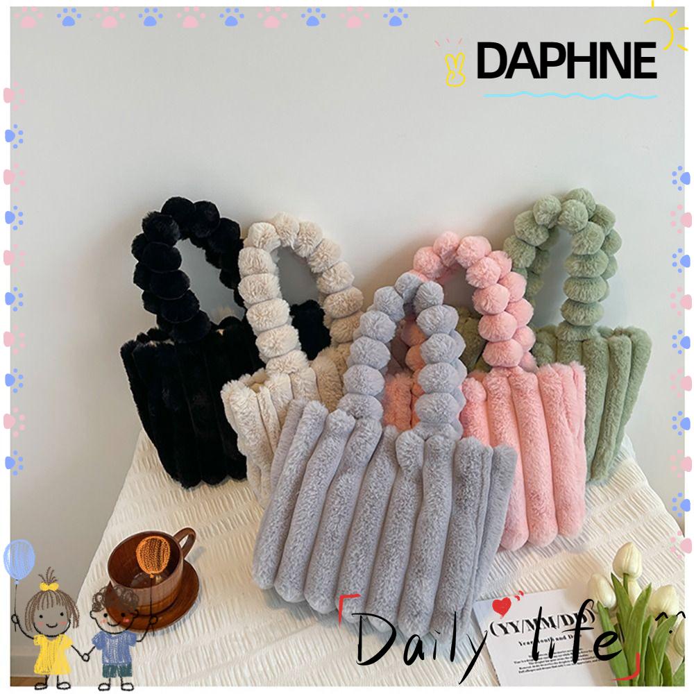 daphne-กระเป๋าถือ-กระเป๋าช้อปปิ้ง-ผ้ากํามะหยี่ขนนิ่ม-ขนปุยเทียม-ทรงสี่เหลี่ยม-สีพื้น-สําหรับผู้หญิง