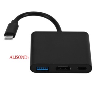 Alisond1 3 in 1 อะแดปเตอร์แปลง Type C เป็น HDMI 4K 3-in-1 Type C เป็น HDMI ติดตั้งง่าย สําหรับแล็ปท็อป ทีวี จอแสดงผล