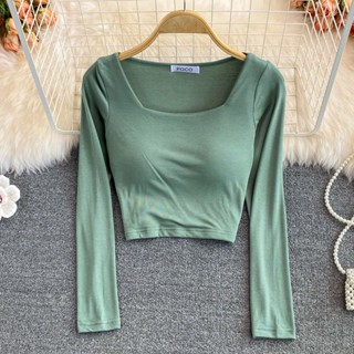 [พร้อมส่ง] เสื้อยืดกีฬาโยคะ แขนยาว คอสี่เหลี่ยม เข้ารูป สไตล์เกาหลี แฟชั่นฤดูใบไม้ร่วง สําหรับผู้หญิง 2023