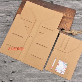 Alisond1 แฟ้มกระดาษคราฟท์ สไตล์วินเทจ สําหรับใส่เครื่องเขียน ตั๋ว บัตร