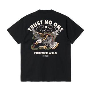 เสื้อยืดผ้าฝ้ายพิมพ์ลายLivefolk - Trust Black T-Shirt