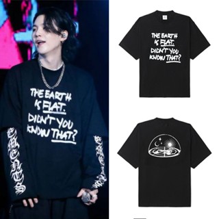 KPOP BANGTAN SUGA Same เสื้อยืดผ้าฝ้ายผู้ชายและผู้หญิงบวกขนาด 2022 ใหม่เกาหลี INS หลวมคอแขนสั้นด้านบนของฮาราจูกุแฟชั่นสบ