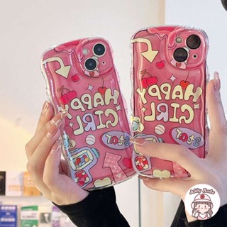 เคส TPU นิ่ม ปิดด้านหลัง แบบใส กันกระแทก ลายกราฟฟิตี้ เชอร์รี่ ตัวอักษร คลื่น แนวตลก สไตล์เกาหลี IP 14 Pro Max IP 11 IP 12 11 Pro Max X XS