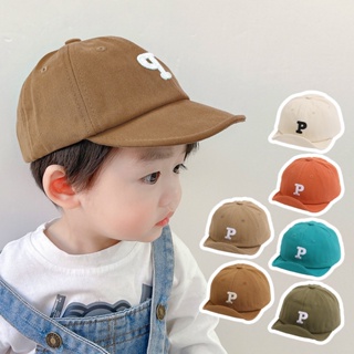 หมวกเบสบอล แบบนิ่ม ปักลายตัวอักษร P สามารถปรับได้ แฟชั่นฤดูร้อน สไตล์เกาหลี สําหรับเด็กผู้ชาย และเด็กผู้หญิง อายุ 5-24 เดือน