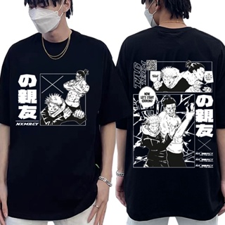 【ใหม่】อะนิเมะ Jujutsu Kaisen Graphic เสื้อยืด Satoru Gauze Itadari Yuji มังงะต่างประเทศเสื้อยืดผู้หญิง Harajuku Hip Hop