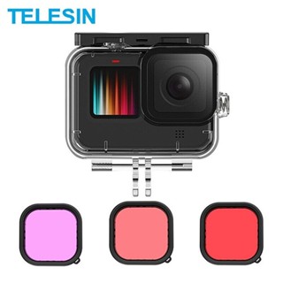 GoPro 12 / 11 / 10 / 9 Telesin Waterproof Case + Filter 50M Waterproof Lens Filter เคสกันน้ำ + เรดฟิลเตอร์